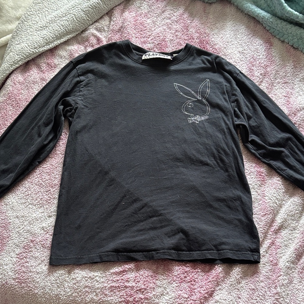 PLAYBOY Black Long Sleeve Tee with Bunny Logo